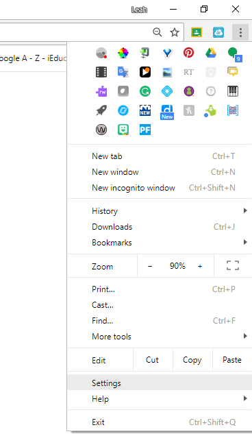 chrome vertical dots and settings 